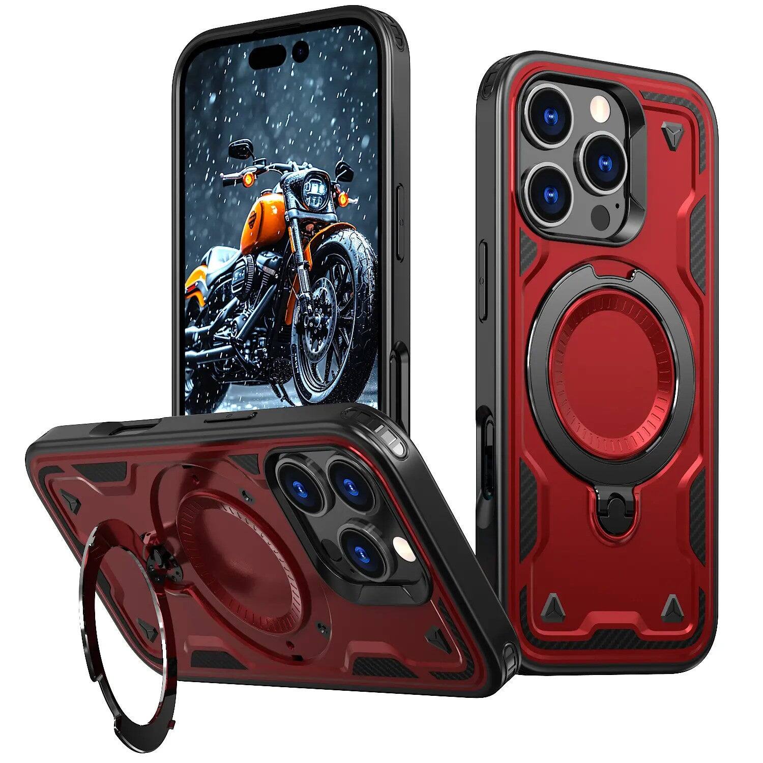Reiko - 360 Degree Rotating Magnetic Versatile Stand Compatible With Iphone 16 Pro - Red