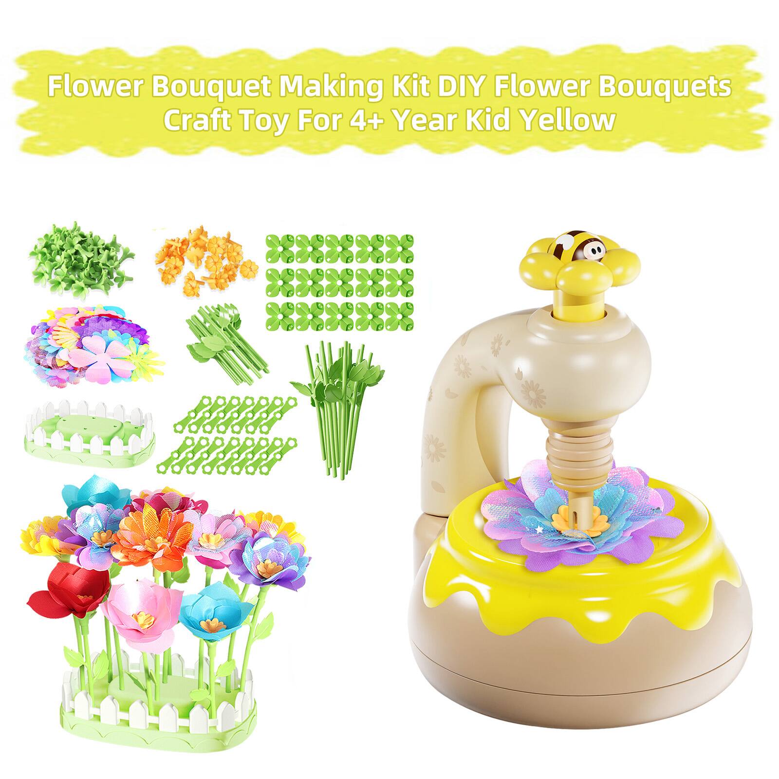 Flower Bouquet Making Kit DIY Flower Bouquets Craft Toy For 4+ Year Kid Yellow