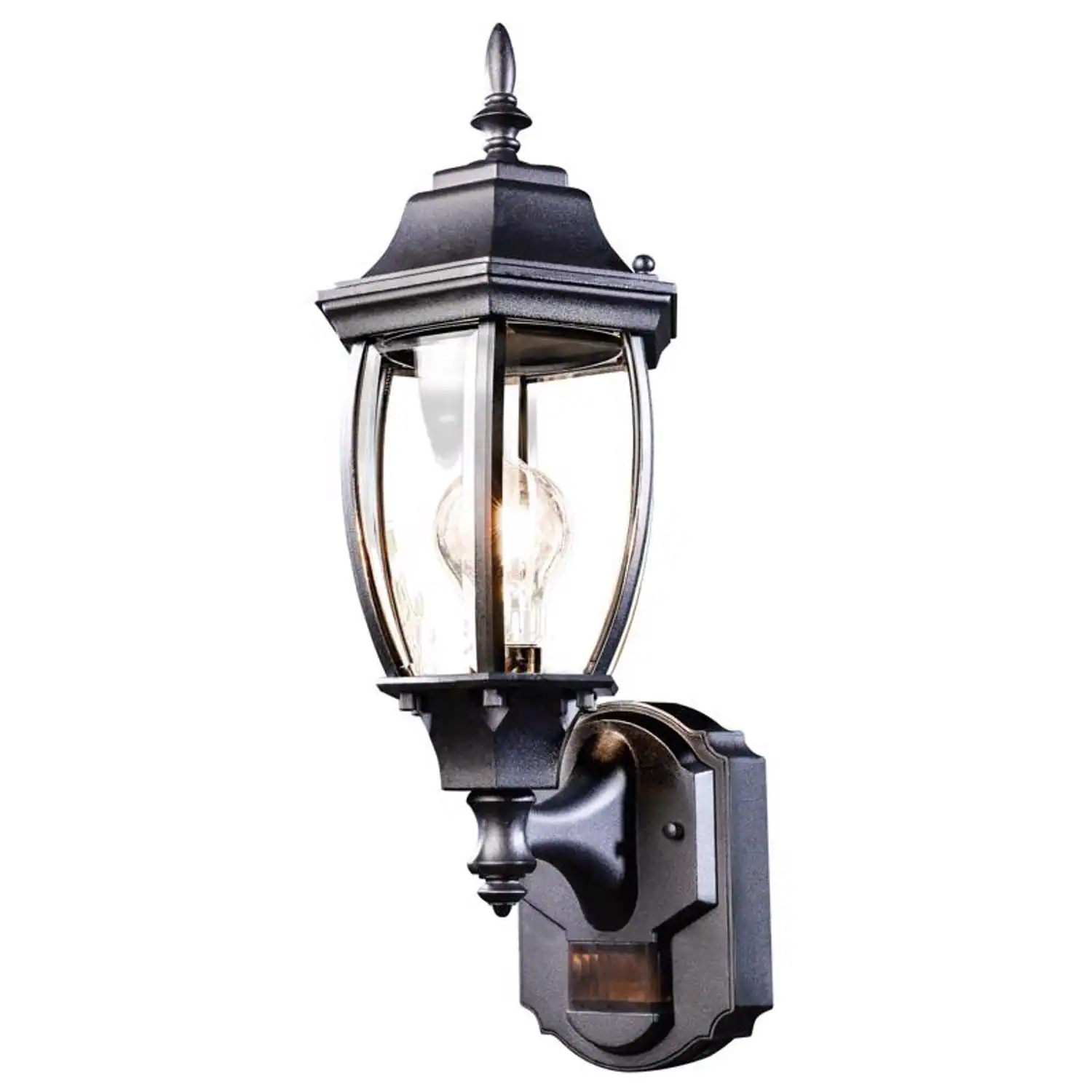 Front. Globe Electric - Globe Electric Ashford Matte Black Motion-Sensing LED Wall Lantern.