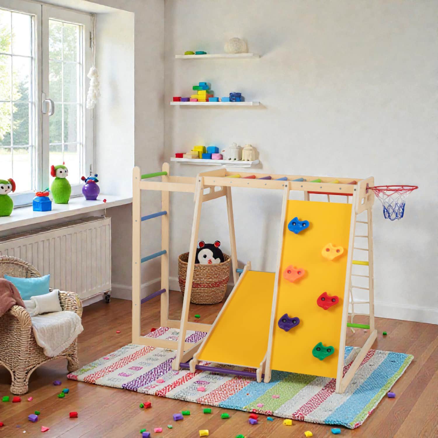 BreeBe - 6-in-1 Indoor Jungle Gym for Children Aged 3–14 - Multicolor