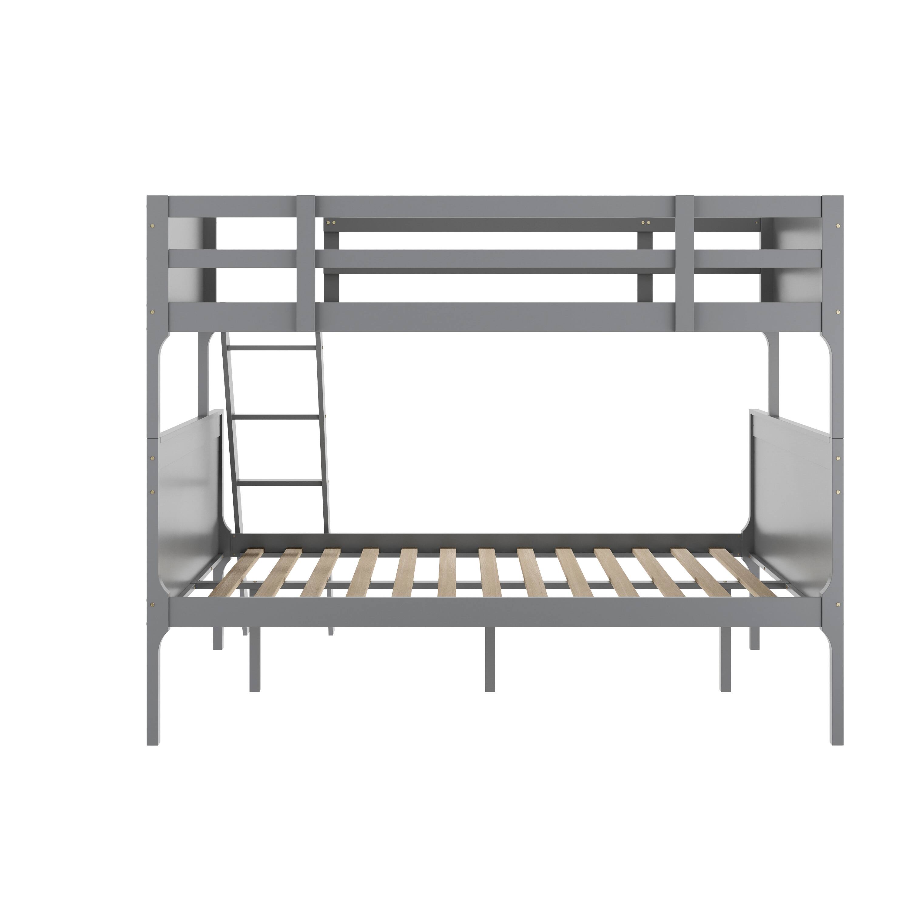 Alt View 7. Emma + Oliver - Samuel Kids Bunk Bed with Convertible, Solid Wood Slatted Frame and Easy-to-Climb Ladder with No Box Spring Required - Gray.