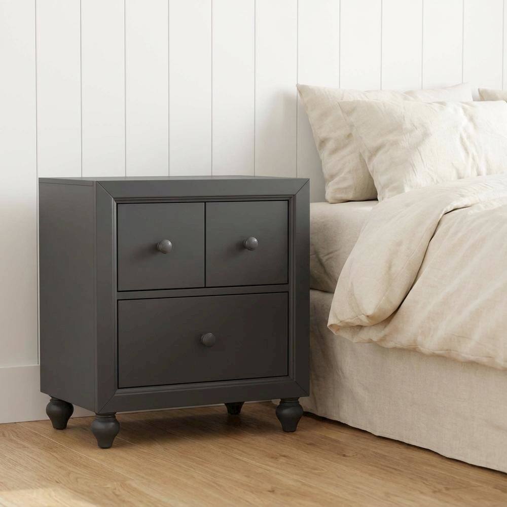 Alt View 1. Starlight Canyon Home - Dark Gray Nightstand with Melamine & Rubberwood Frame for Cozy Bedroom - Gray.