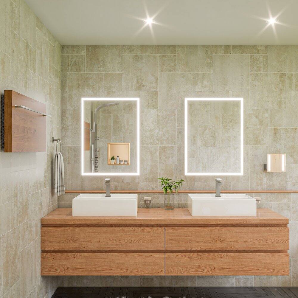 Alt View 1. Alfi - White 24" Modern Rectangular Above Mount Ceramic Sink with Faucet Hole - White.