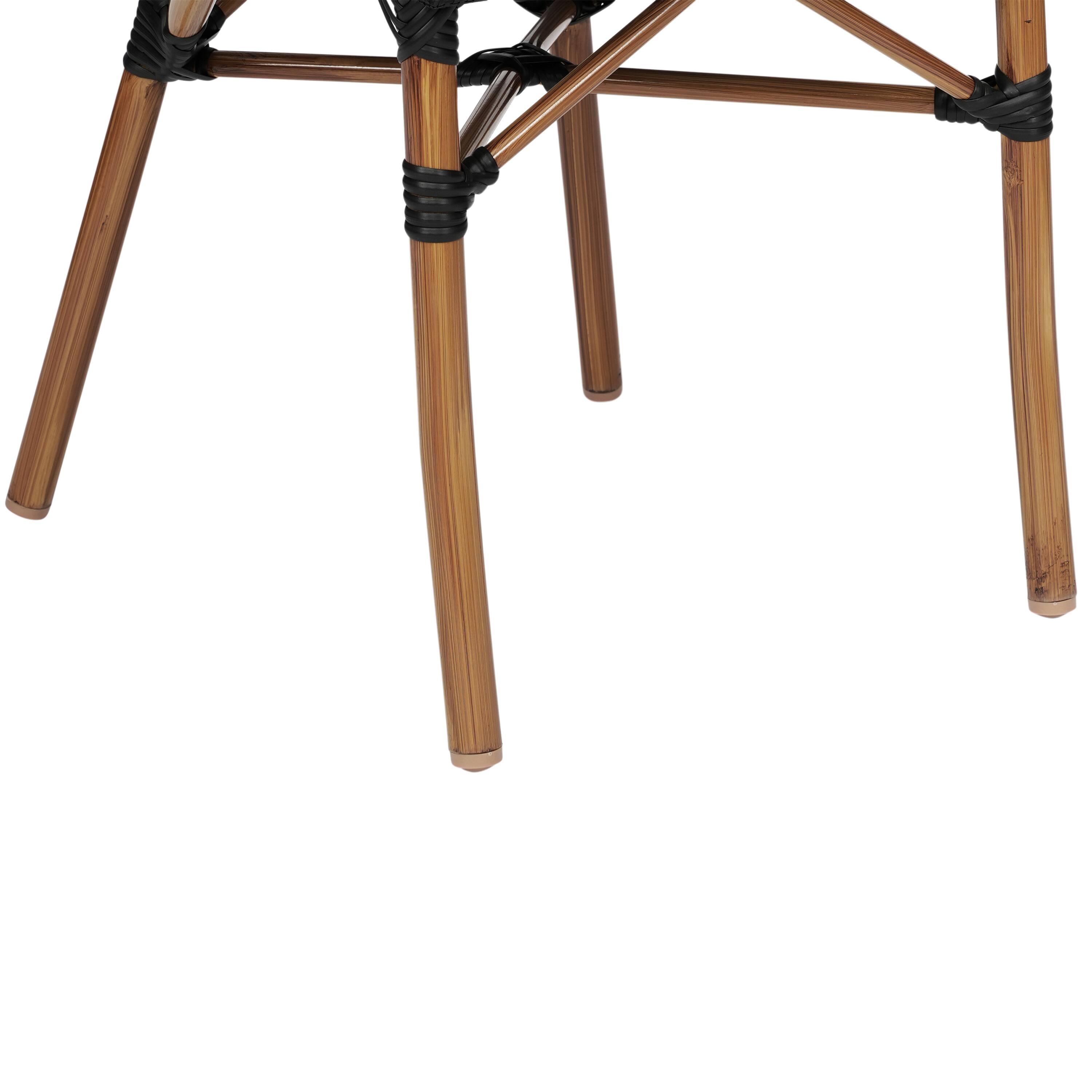 Alt View 10. Emma + Oliver - 2 Pack Stacking Bistro Chair with Bamboo Print Metal Frame - Black/Natural Frame.