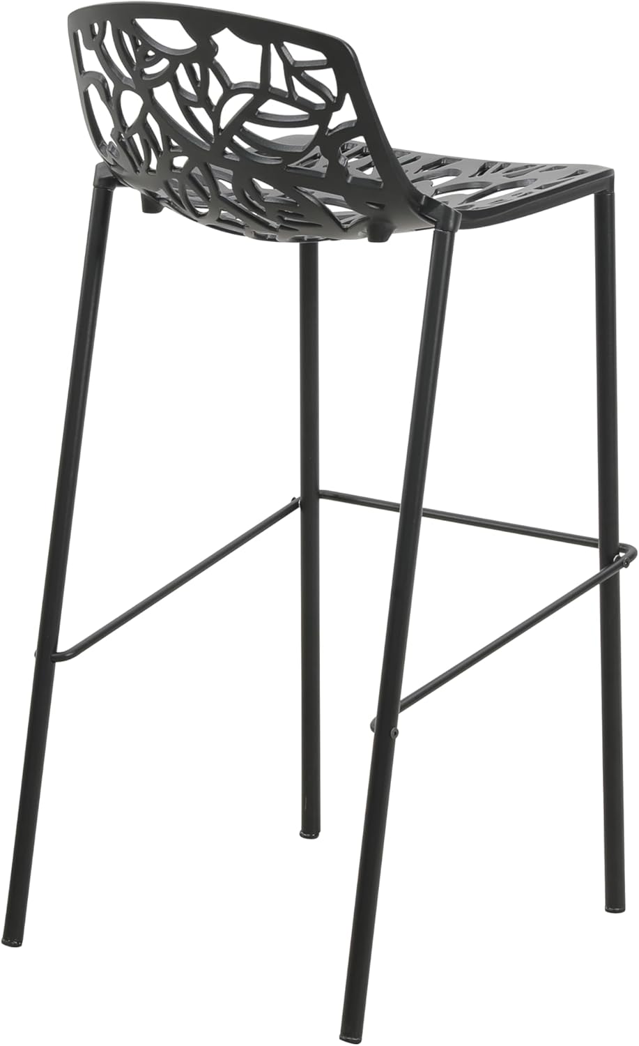 Alt View 1. LeisureMod - Devon (Set of 2) Modern Aluminum Bar Stool - Rust Resistant Indoor/Outdoor Dining Stool with Footrest - Black.