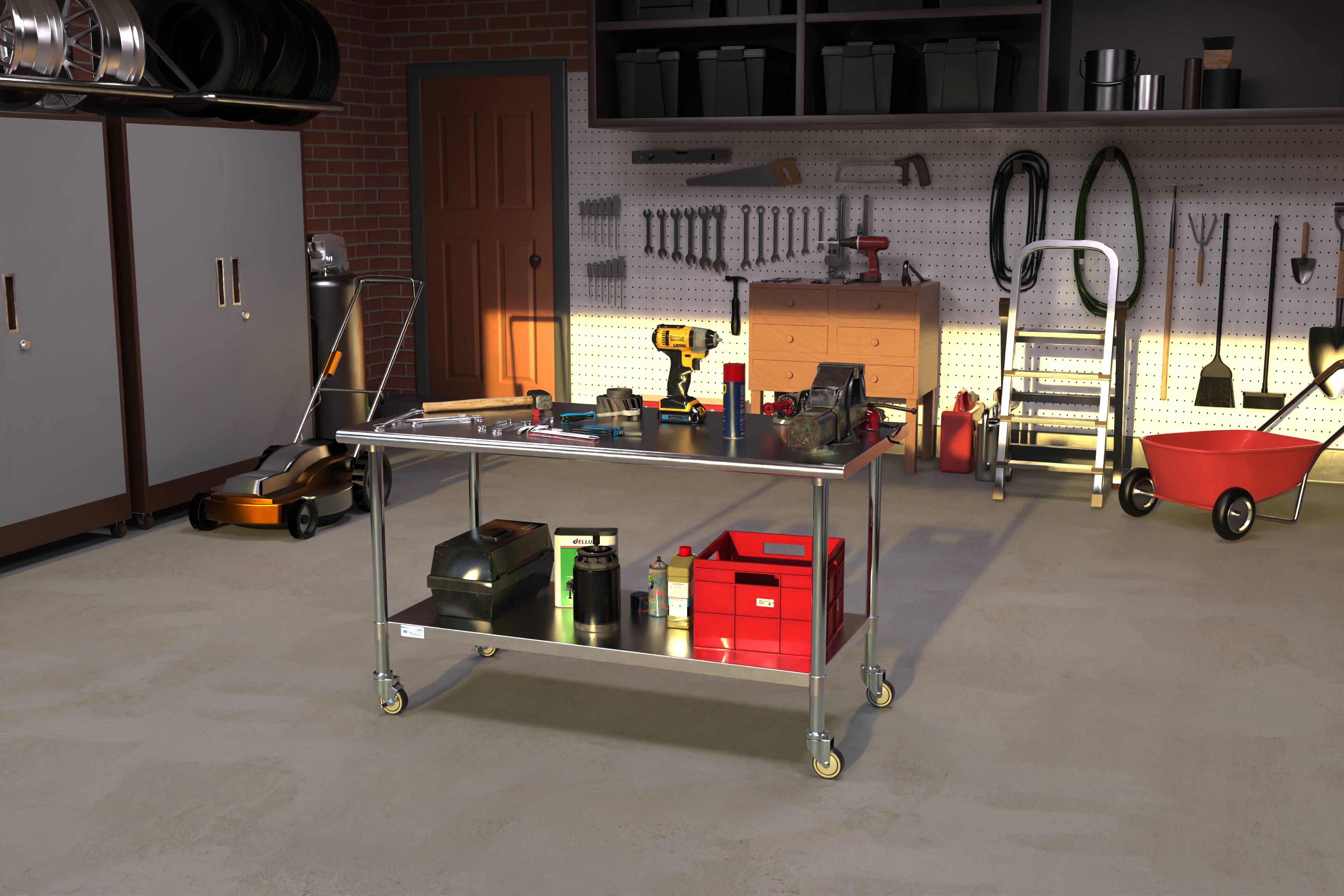 Alt View 10. Koolmore - 30" x 60" 18-Gauge 304 Stainless Steel Commercial Work Table with Casters, CT3060-18C. - Silver.