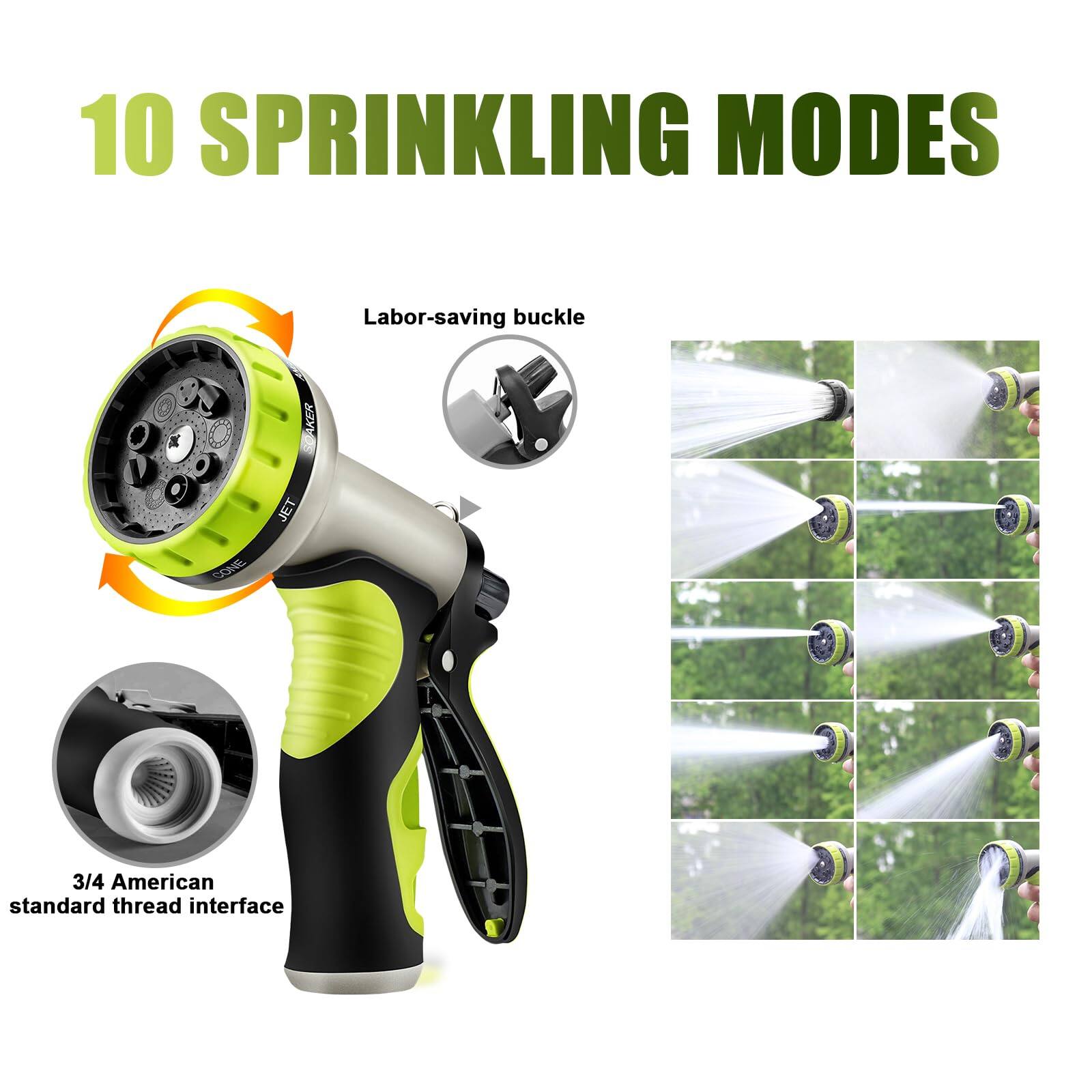 10 SPRINKLING MODES

Labor-saving buckle

3/4" American standard thread interface