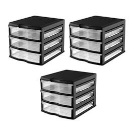 Life Story - 3 Drawer Stackable Shelf Organizer Storage Drawers, Black (3 Pack)