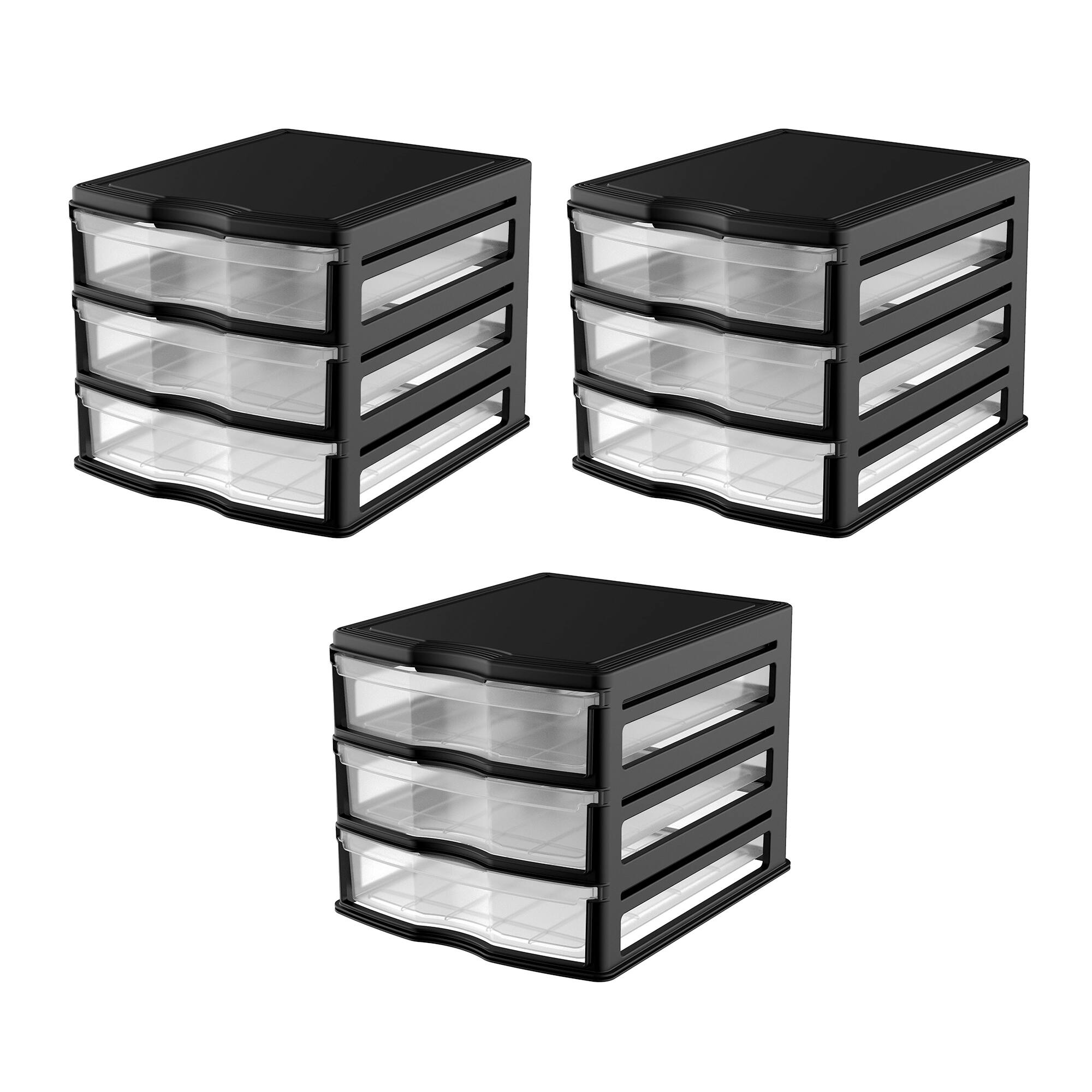Front. Life Story - Life Story 3 Drawer Stackable Shelf Organizer Storage Drawers, Black (3 Pack).