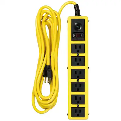 Front. Southwire - Southwire Yellow Jacket 15 ft. L 6 outlets Power Strip w/Surge Protection Yellow 1050 J (Case of 4) - Yellow.