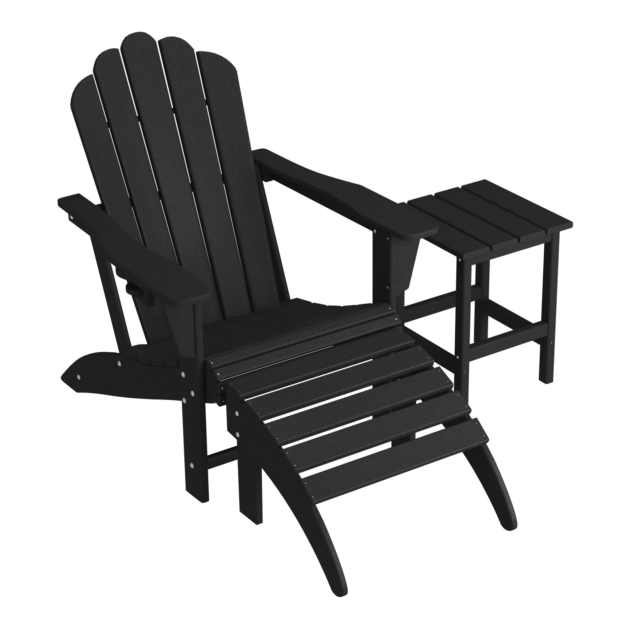 WestinTrends - Highland 3-Piece Adirondack Chair with Cup Holder and Folding Ottoman and Table Set - Black price history on PriceWatchPro