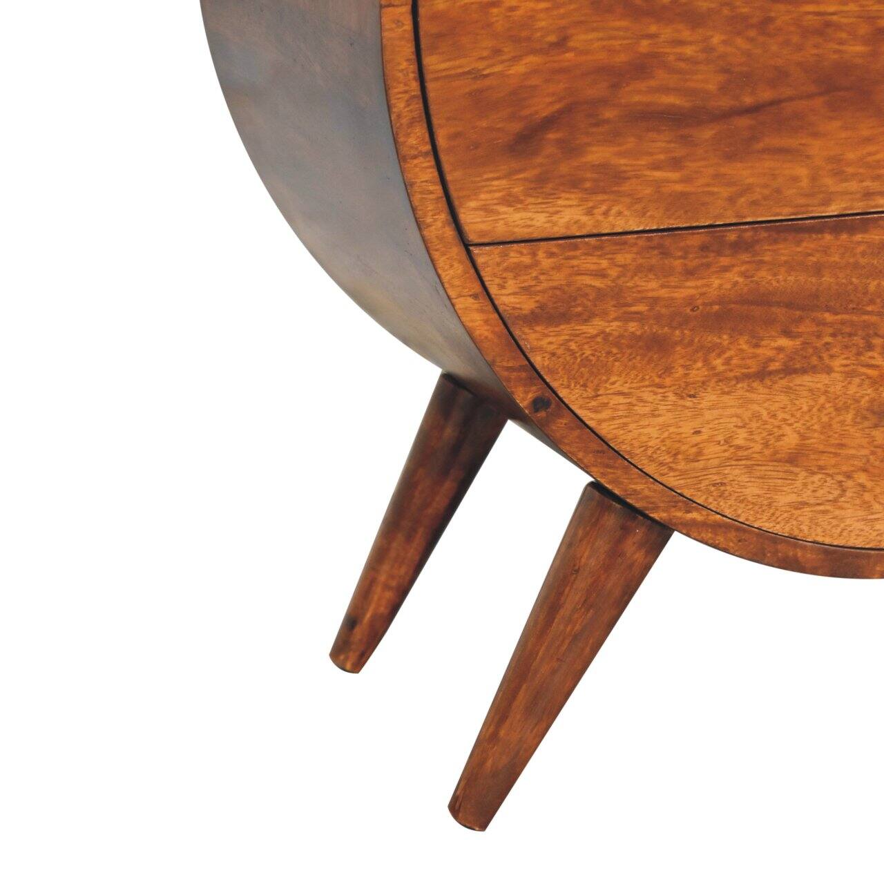 Alt View 5. Artisan Furniture - Artisan Furniture Solid Wood Agra Bedside, 3 Drawers, Nordic Legs, Dark Brown - Chestnut.