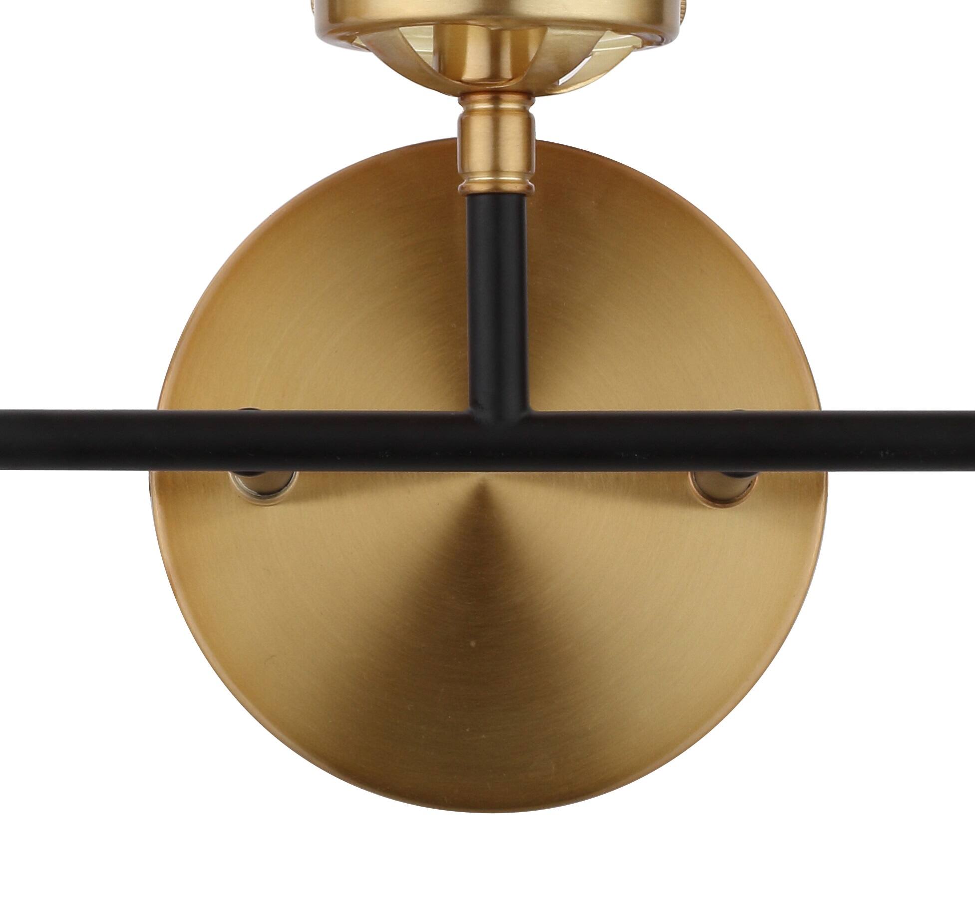 Alt View 5. Jonathan Y - Caleb 22" 3-Light Contemporary Transitional Iron/Glass LED Vanity Light, Brass Gold/Black/White - Brass Gold/Black.
