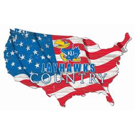Fan Creations - Kansas Jayhawks USA Flag Cutout Sign - Multicolor