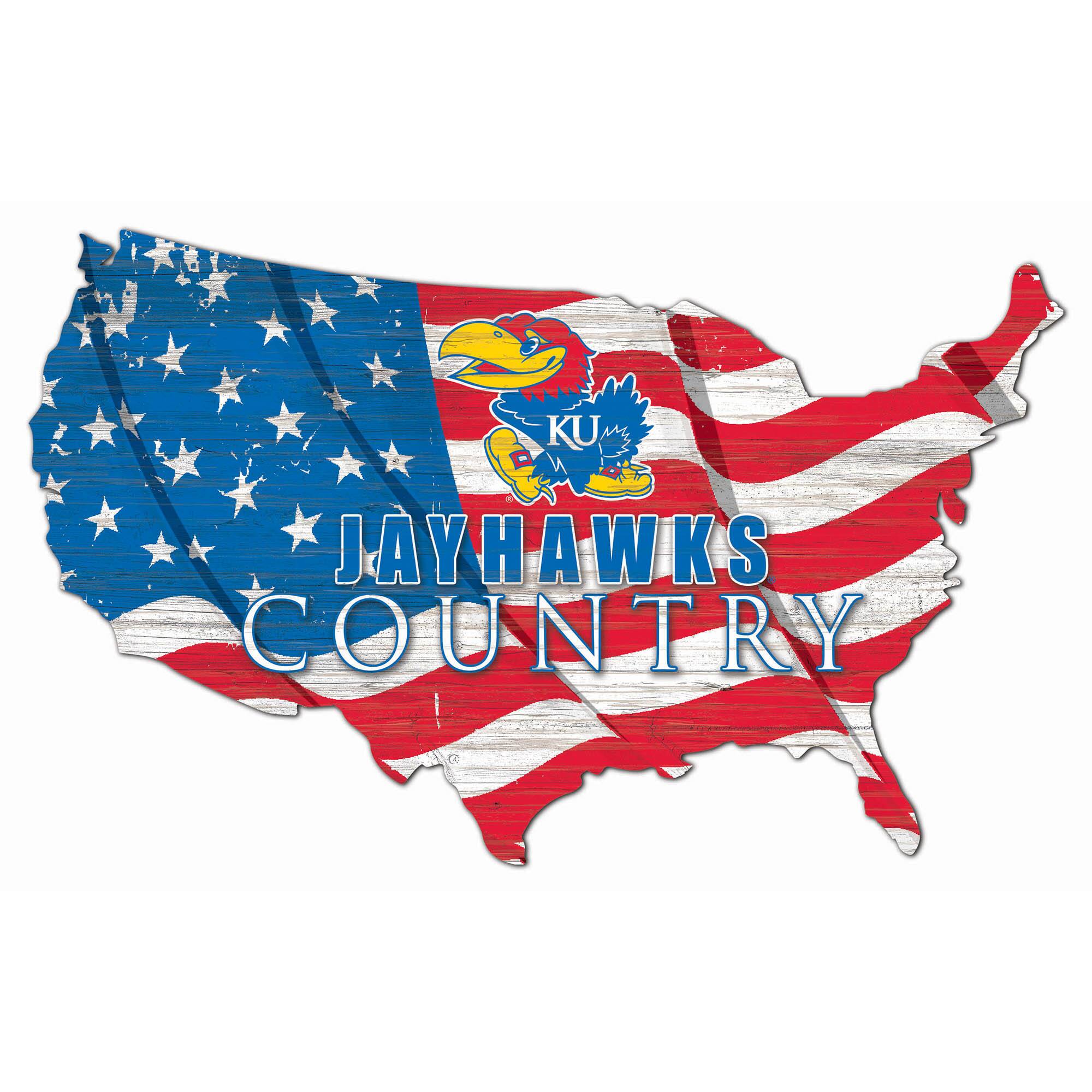 Kansas Jayhawks USA Flag Cutout Sign