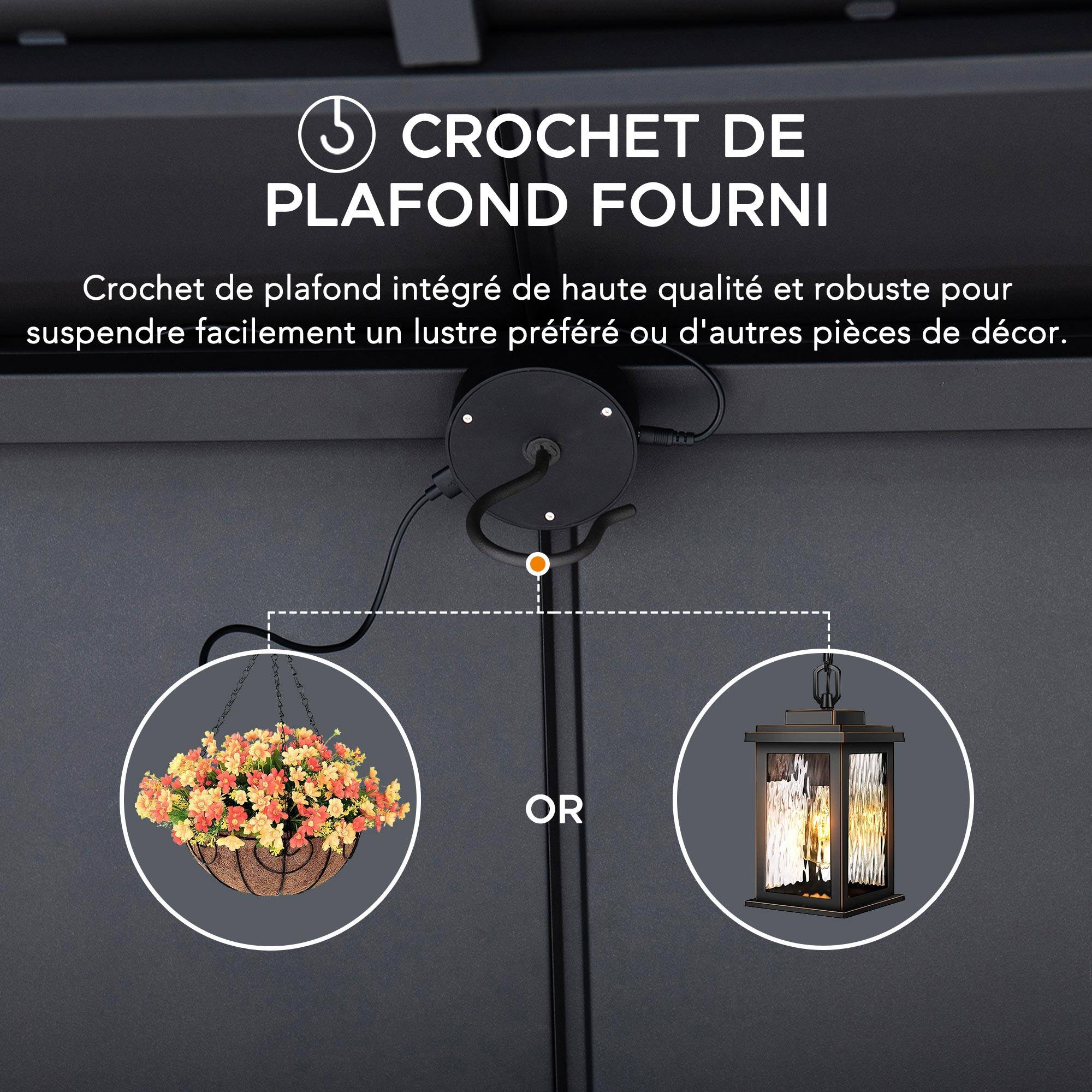 5 CROCHET DE PLAFOND FOURNI  
Crochet de plafond intégré de haute qualité et robuste pour suspendre facilement un lustre préféré ou d'autres pièces de décor.