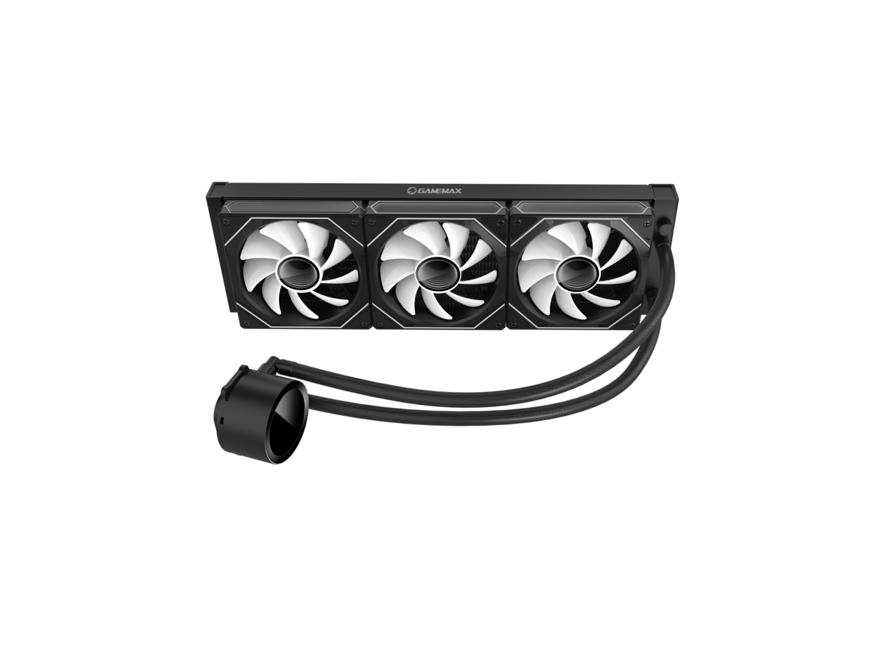 Alt View 4. GAMEMAX - GAMEMAX  IceBurg 360 Digital BK, Liquid CPU Cooler 360mm Addressable ARGB Pump Fans 290W TDP AIO Water Cooler - Black.