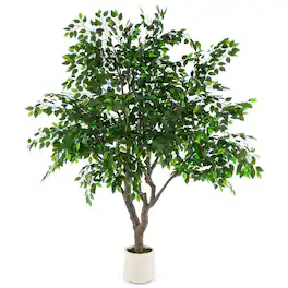 Gymax - 8.2 FT Tall Artificial Ficus Tree w/ Leaves Wide Stable Cement-filled Pot - Green