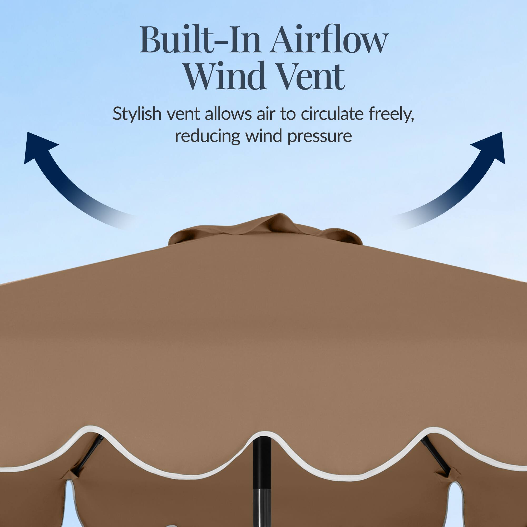 Built-In Airflow Wind Vent

Stylish vent allows air to circulate freely, reducing wind pressure