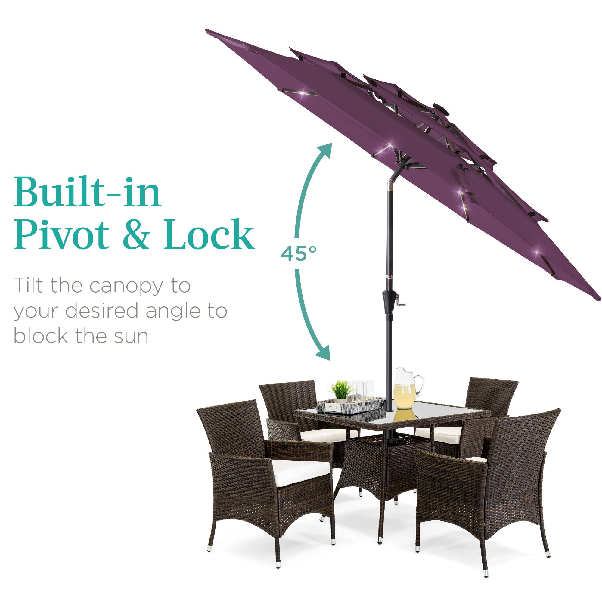 Built-in Pivot & Lock

Tilt the canopy to your desired angle to block the sun

45°