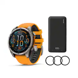 Garmin - Fenix 8 Sapphire 47mm GPS Smartwatch (Orange) with Power Bank Bundle - Orange - (2025)