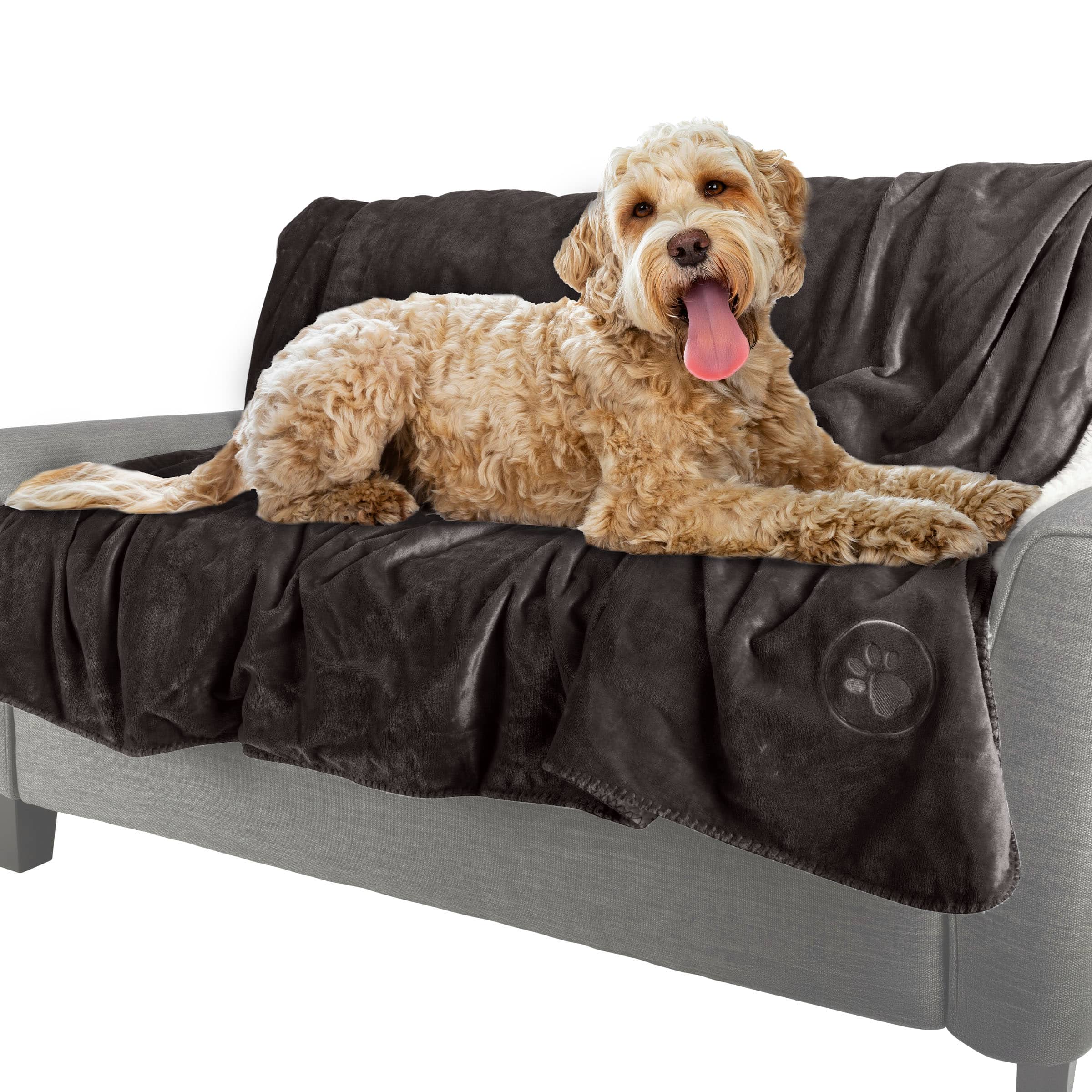 PetMaker - Dog Blanket 60x70in Reversible Sherpa Blanket Throw Blankets for Bed, Couch, or Car Machine Washable Puppy Essentials - Charcoal