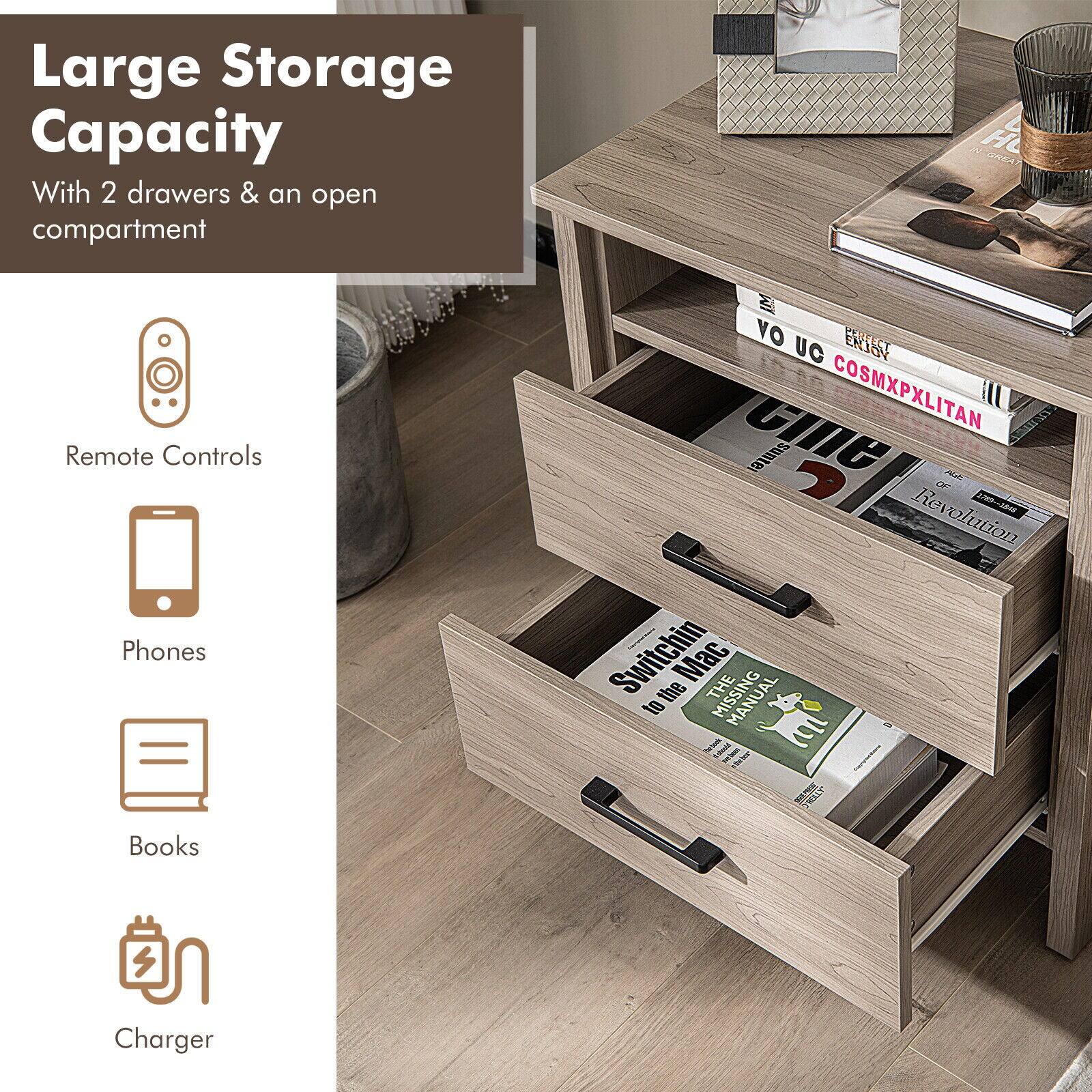 Large Storage Capacity  
With 2 drawers & an open compartment  

- Remote Controls  
- Phones  
- Books  
- Charger  

Switching to the Mac  
The Amazing Mac