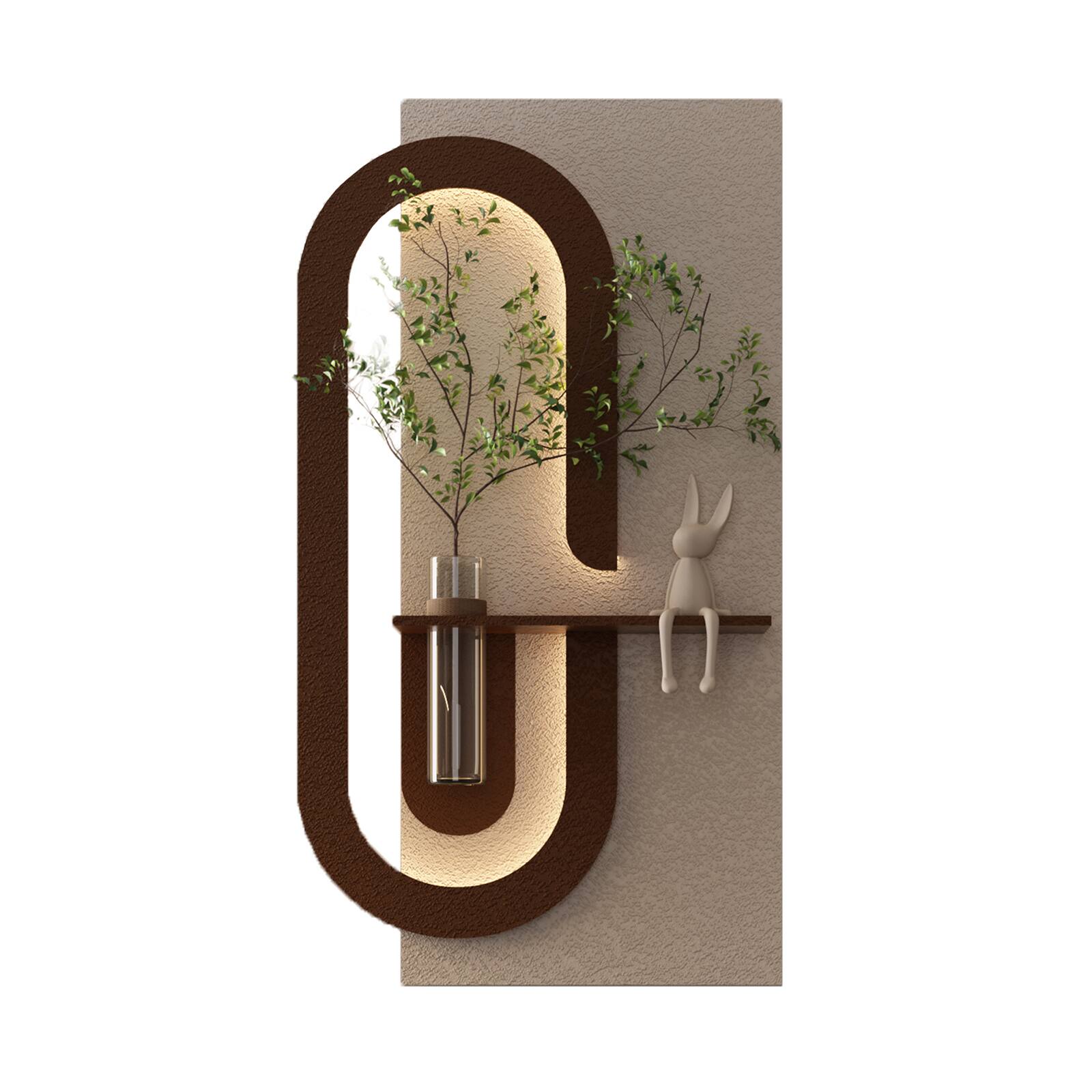 Alt View 8. Chateau Abodes - LED 3D Sandstone Wall Decor with Glass Vase, Remote Control & Adjustable Color Lights for Living Room, Bedroom - B - 23.62" x 47.24".