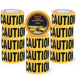 Pyle - 12 Pieces Safety Caution Tape Set - 200 Meters Long Tape Roll Suitable for a Wide Range of Applications - Yellow