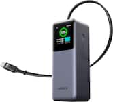 UGREEN - Nexode 165W 20,000mAh Power Bank with Retractable Cable, 3-Port Portable Charger for Laptops, Tablets, Cell Phones - Black