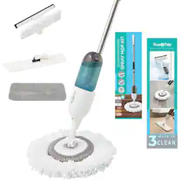 True & Tidy - Spray Mop Kit With 3 Cleaning Attachments - White
