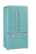 The image features a classic Beldor refrigerator, which is a vintage model. The refrigerator is a large, two-door unit with a light blue color. The doors are open, revealing the interior of the refrigerator. The refrigerator is positioned in a white background, which emphasizes its color and design.