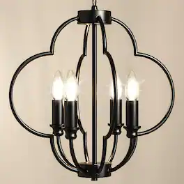 Lamp Depot - 6-Light Pendant Chandelier - Black