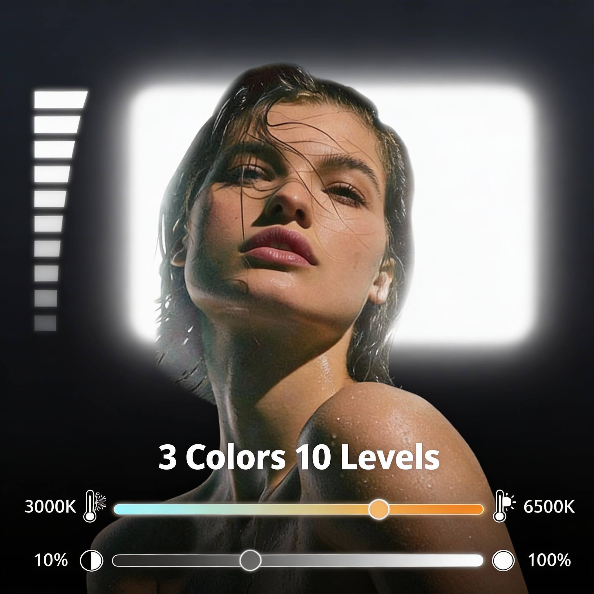 3 Colors  
10 Levels  
3000K  
6500K  
10%  
100%