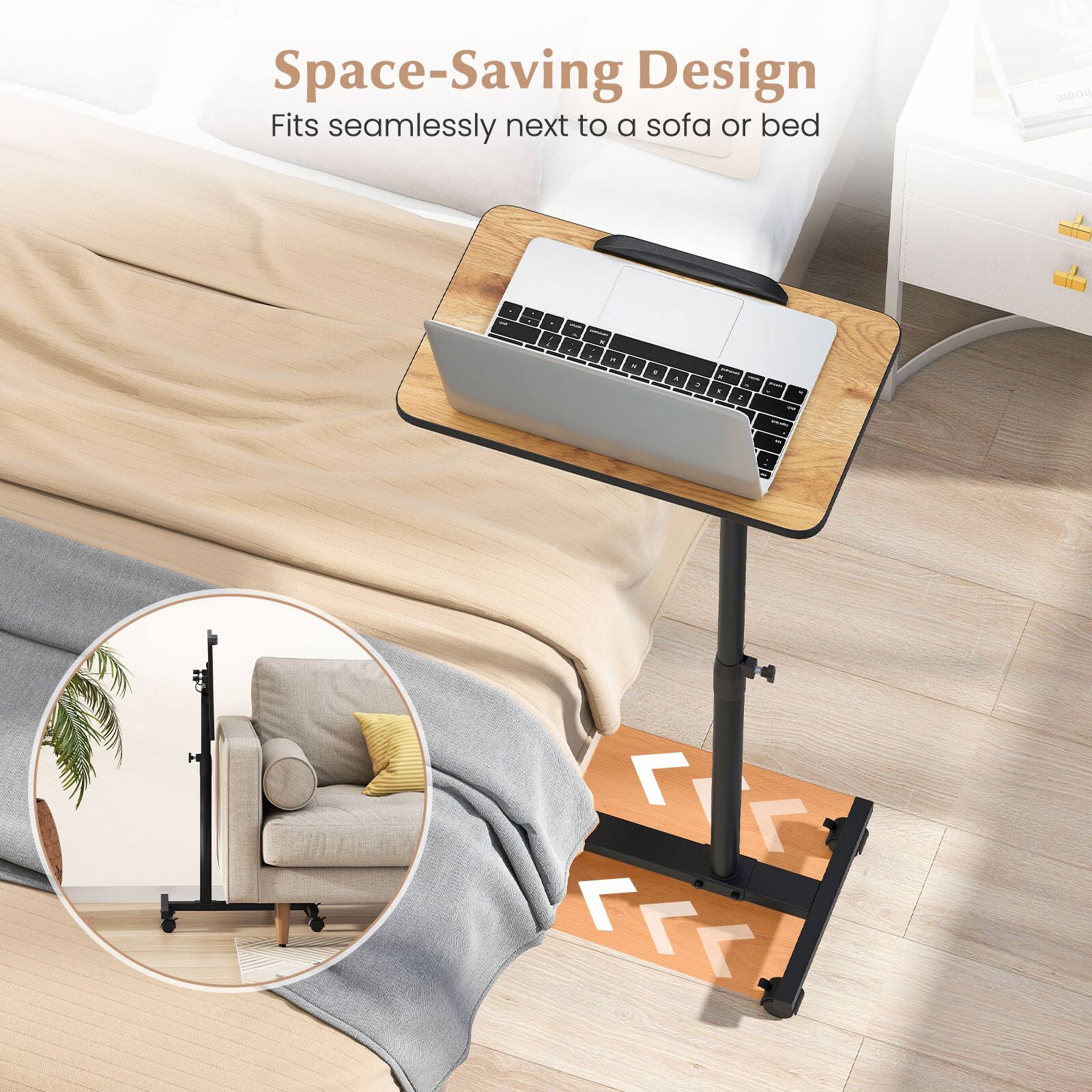 Space-Saving Design  
Fits seamlessly next to a sofa or bed