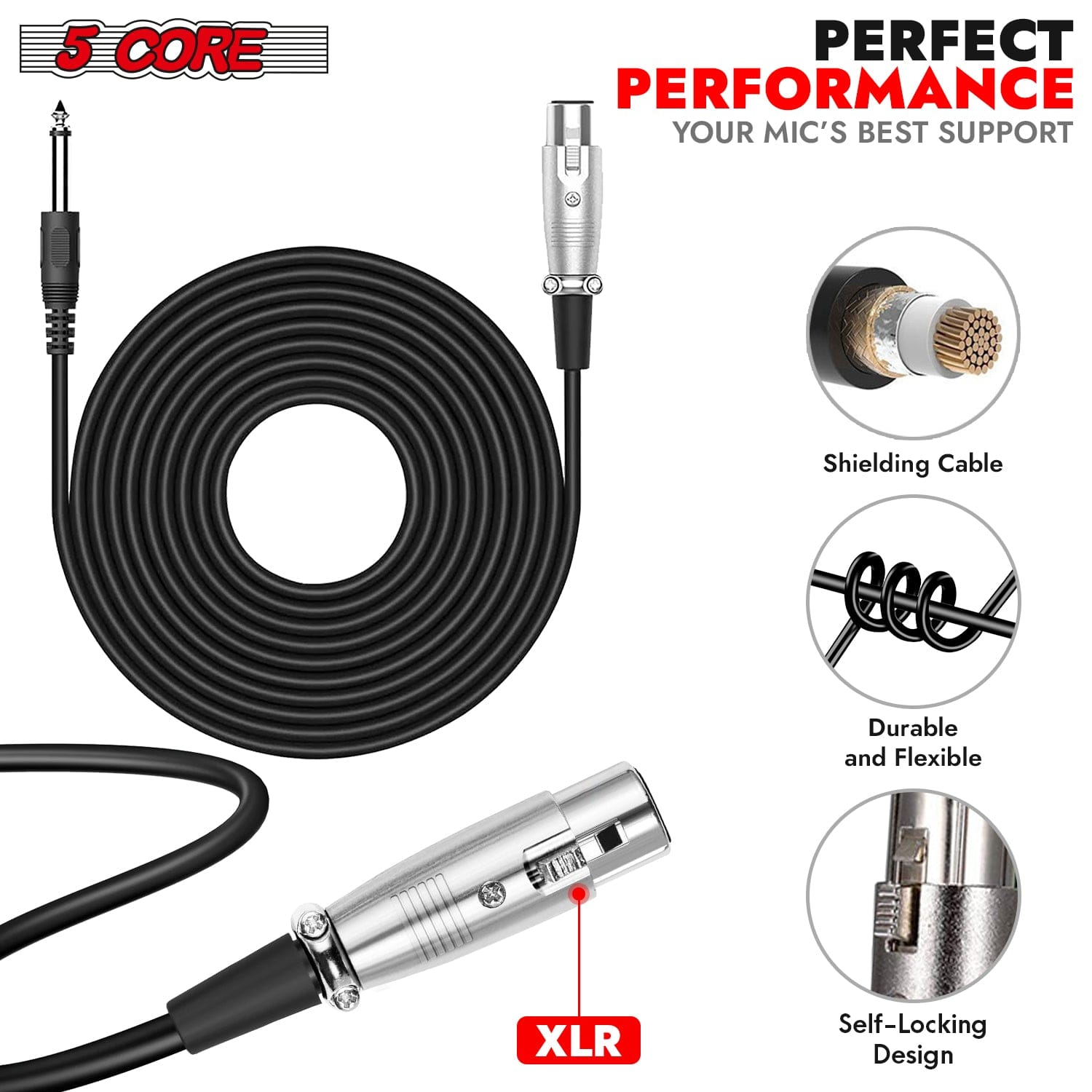 5 CORE XLR Microphone Dynamic Mic Karaoke Singing Studio Handheld