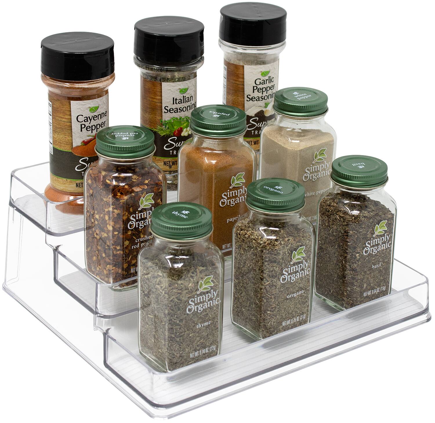 - Cayenne Pepper
- Italian Seasoning
- Garlic Pepper Seasoning
- Simply Organic Crushed Red Pepper
- Simply Organic Oregano
- Simply Organic Thyme
- Simply Organic Basil
- Simply Organic White Pepper
