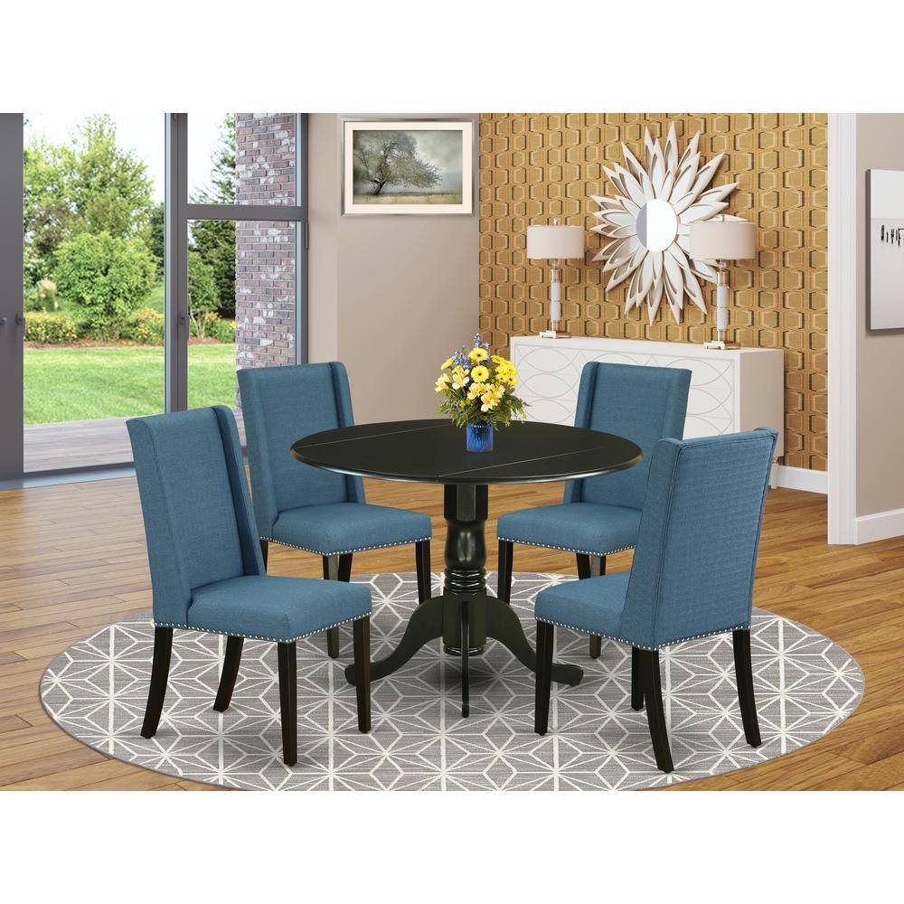 Left. East West Furniture - Dining Room Set Black - Brown.