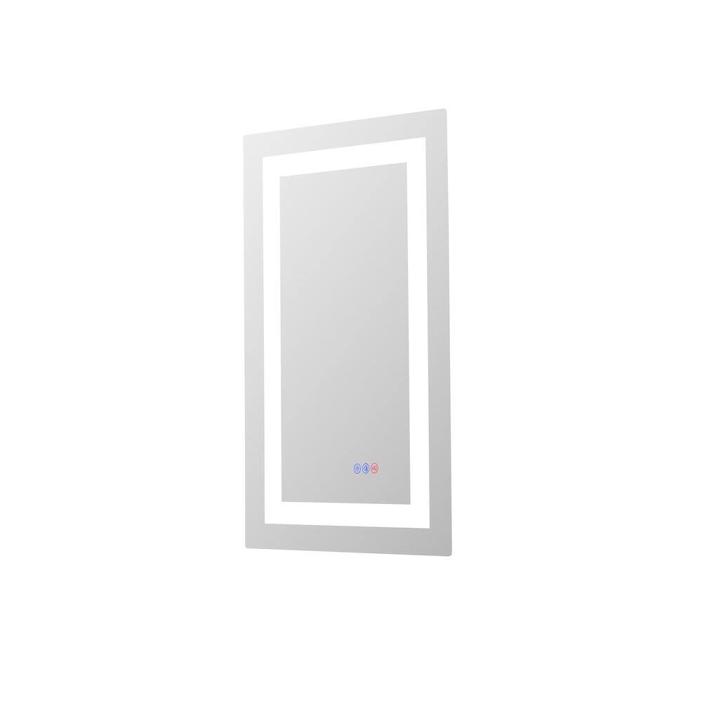 Left. Elegant Kitchen and Bath - Riven 30X18 Led Mirror, Adjustable Color 3000K/4200K/6400K - White.