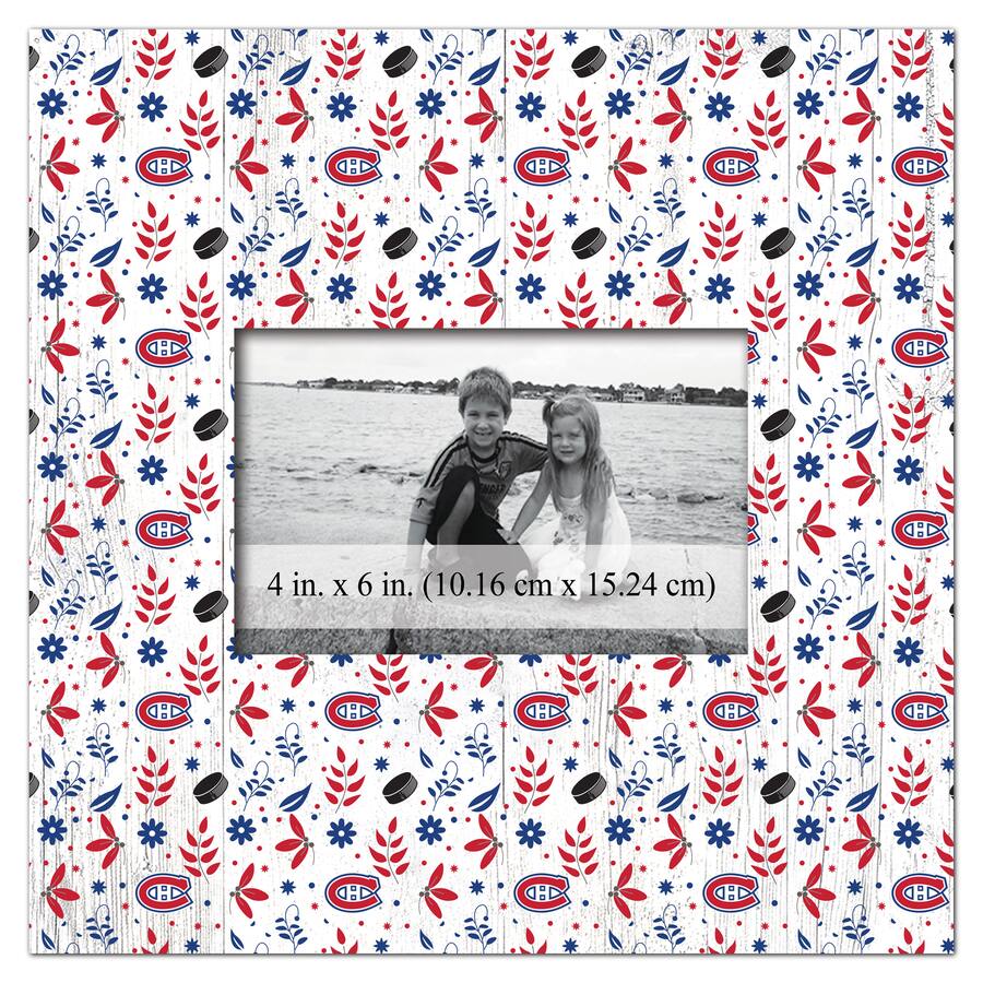 Montreal Famous Pattern Fan Creations Montreal Canadiens 10'' x 10'' Floral Pattern Frame ...
