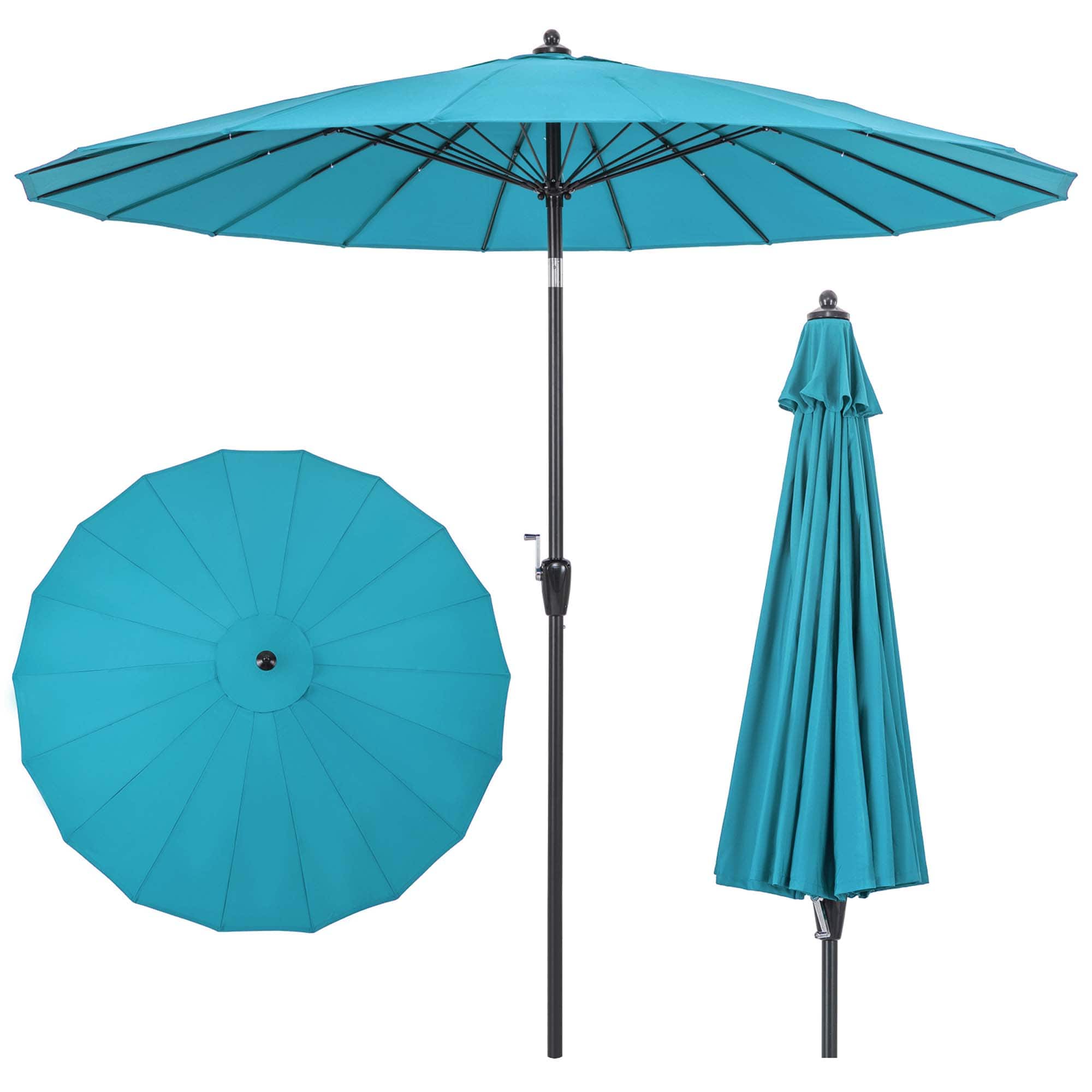 Costway - 9 FT Patio Round Market Umbrella with Push Button Tilt, Crank Handle, Vented Top - Turquoise price history on PriceWatchPro