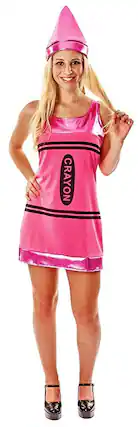 Front. Angels Costumes - Women's Pink Crayon Costume Dress - X-Large - Pink.