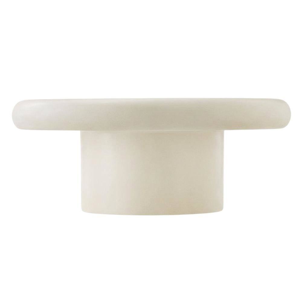 Back. Outdoor Escape - Outdoor Concrete Round Coffee Table with Durable Surface - White.