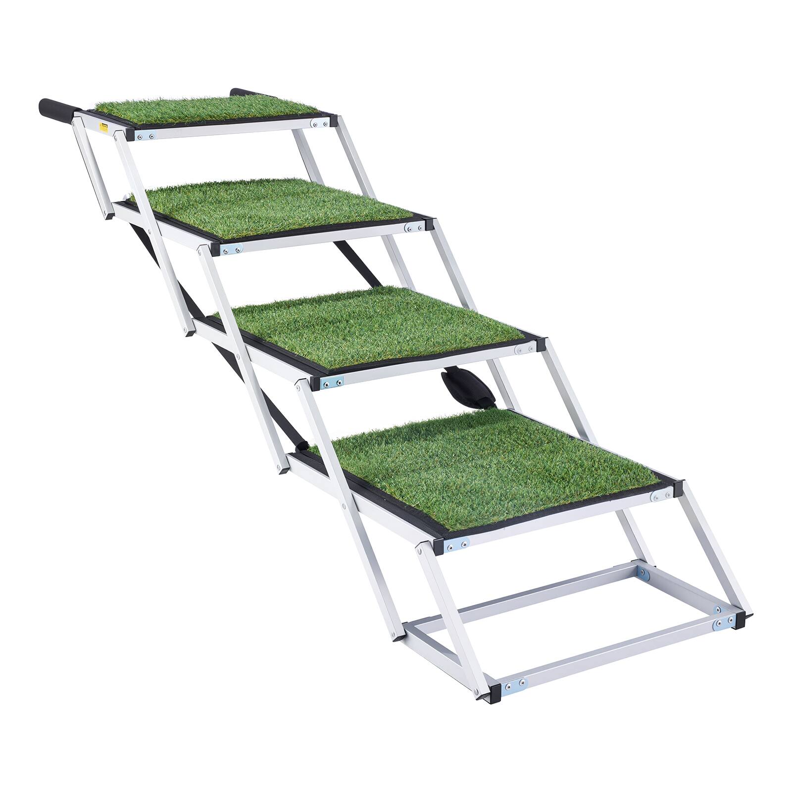 Alt View 5. VEVOR - Dog Stairs for Car, 4 Steps Extra Wide Foldable Dog Ramp for Large Dogs with Non-Slip Surface, Portable Lightweight - Silver;Green.