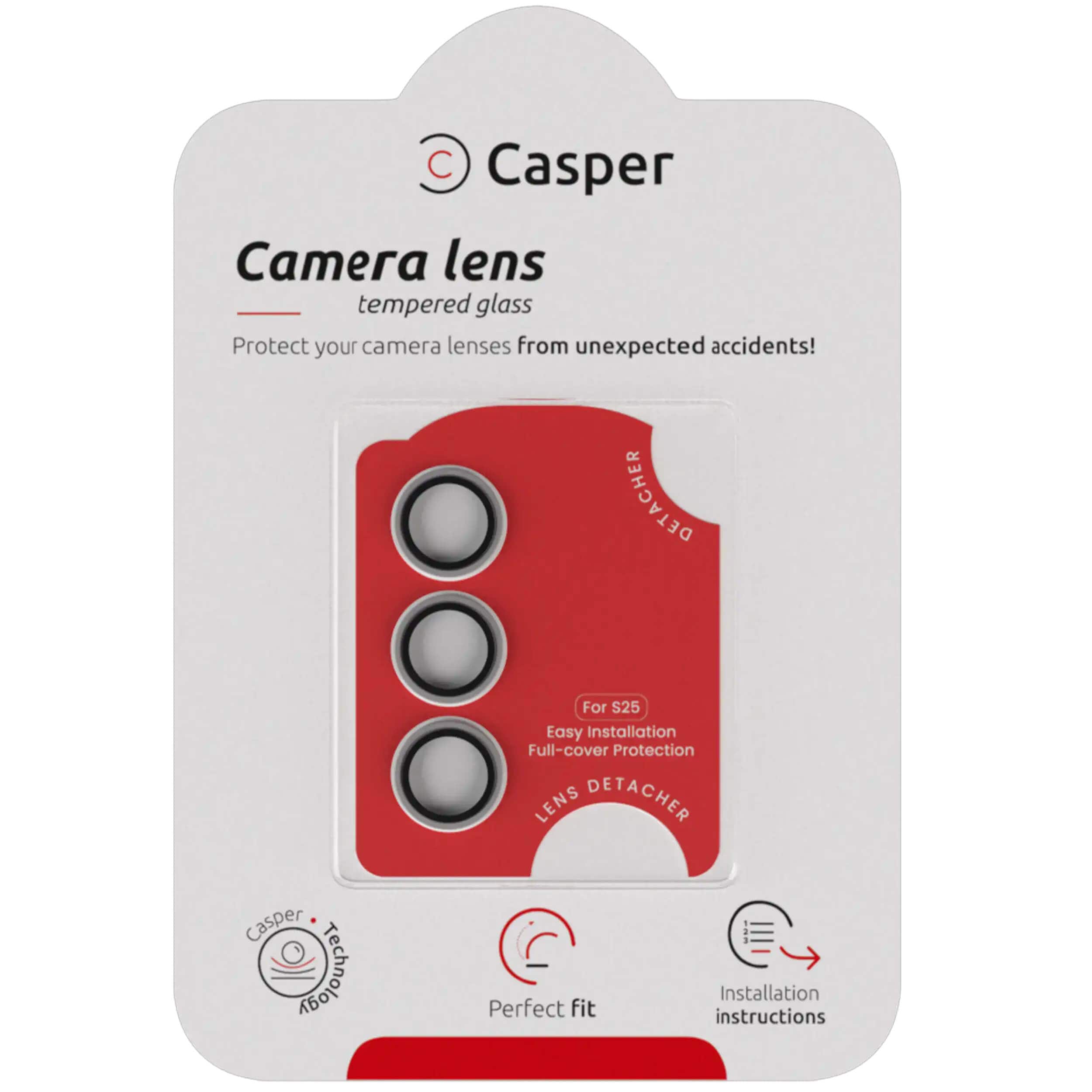 Casper - Camera Lens Protector Compatible For Samsung Galaxy S25 - Clear - Clear/Transparent