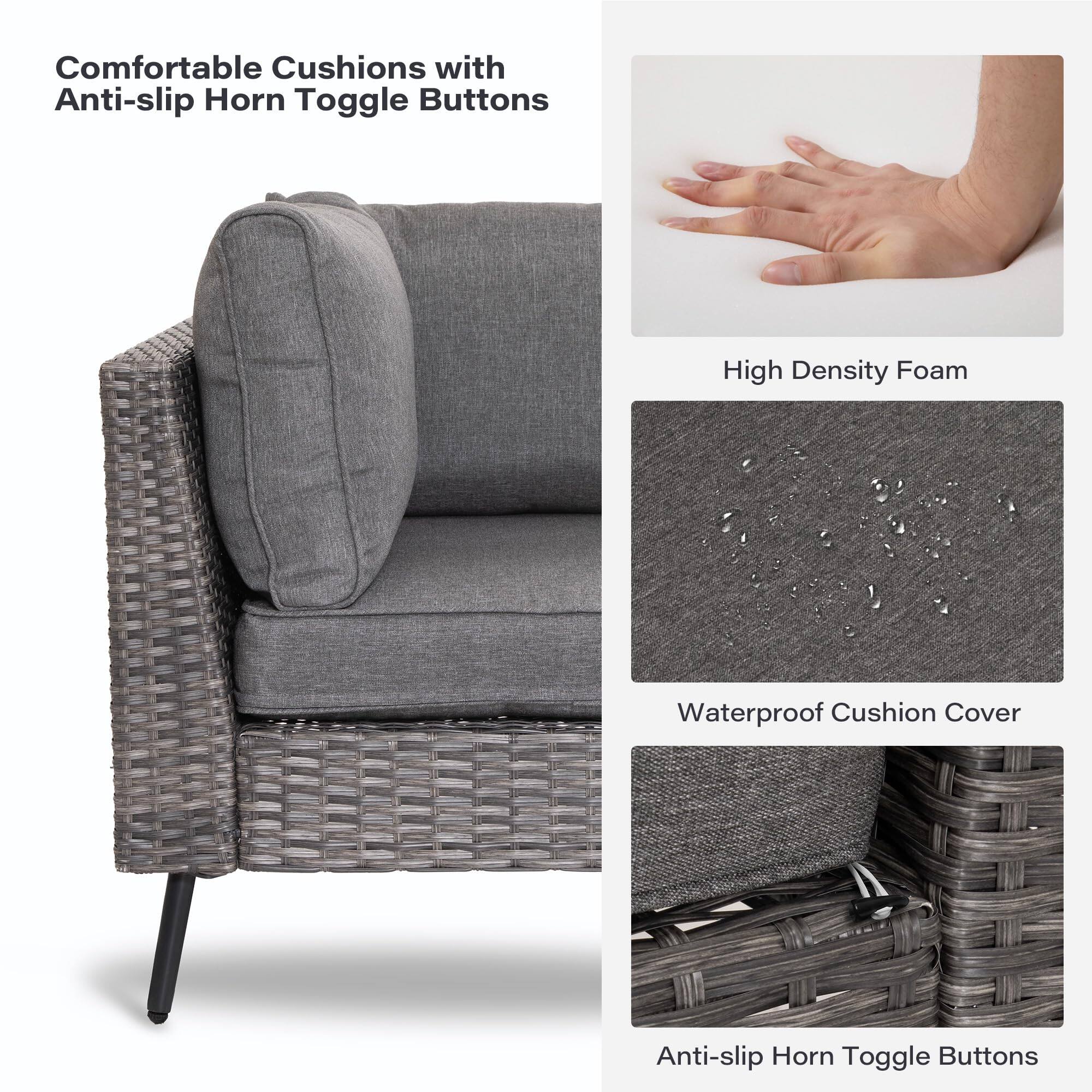 Comfortable Cushions with Anti-slip Horn Toggle Buttons

High Density Foam

Waterproof Cushion Cover

Anti-slip Horn Toggle Buttons