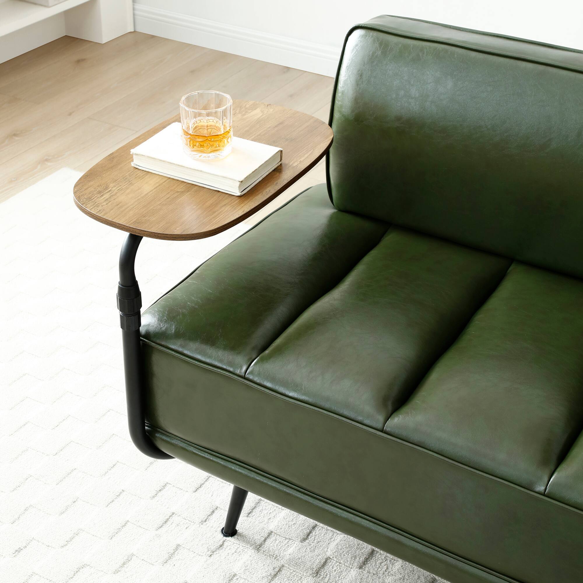 Alt View 2. GOODSILO - Modern Upholstered Bench with Swivel Tray and Side Table for Bedroom and Living Room - Green.