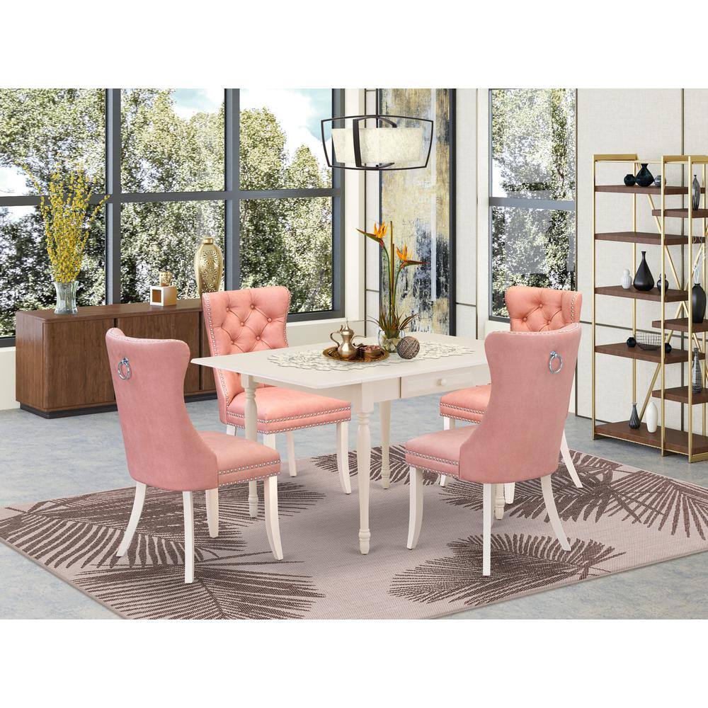 Alt View 3. East West Furniture - 5 Piece Dining Set - White.