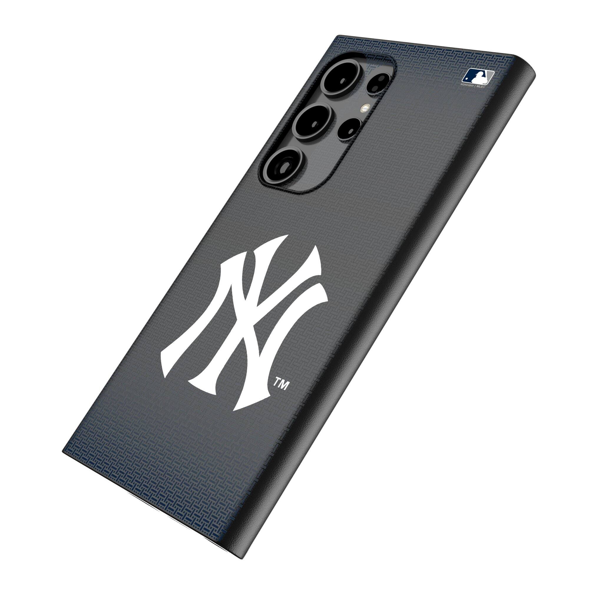 Alt View 1. Keyscaper - New York Yankees Linen Galaxy Magnetic Bump Case - S25 Ultra - Black.