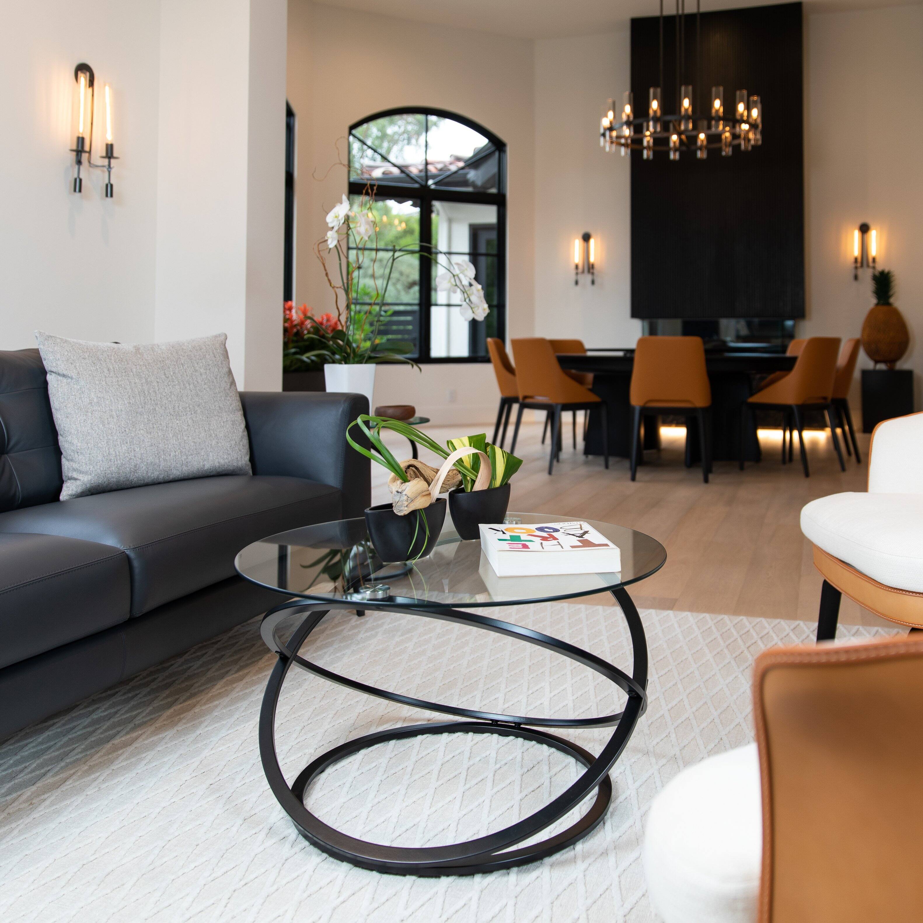 Alt View 2. Danya B - Galaxy Black and Tempered Glass Round Coffee Table - Black.